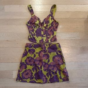 Zara Women’s Bustier Floral Top and Skirt Set, Size Medium, NWT